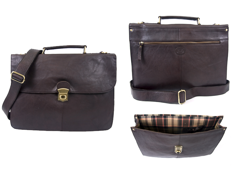0804 BROWN F.Grn C.Hide Large Satchel Style Doc./Work Bag (image for) 0804 BROWN F.Grn C.Hide Large Satchel Style Doc./Work Bag